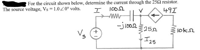 Solved For the circuit shown below, determine the current | Chegg.com