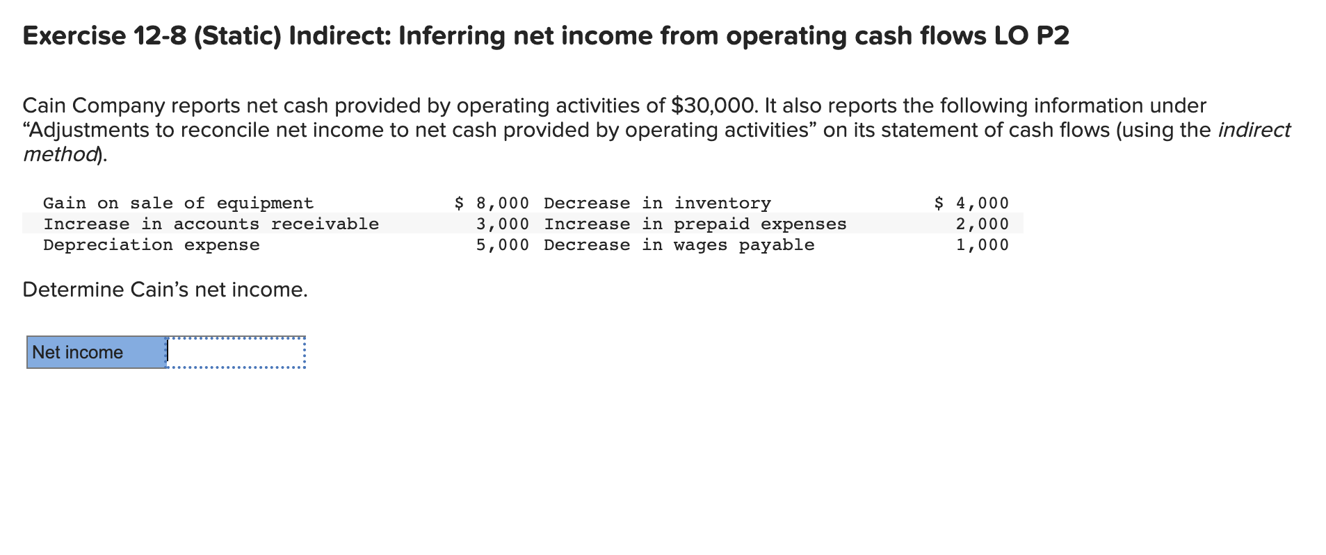 Solved Exercise 128 (Static) Indirect Inferring net