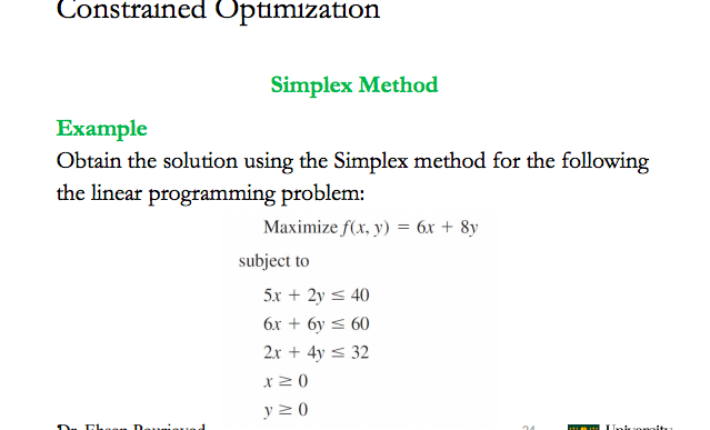 Solved Simplex Method Example Obtain the solution using the | Chegg.com