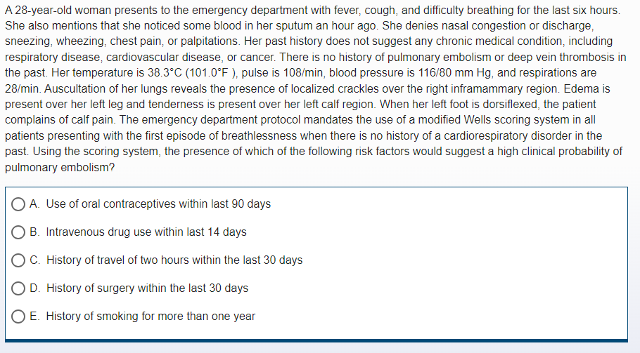Solved A 28-year-old woman presents to the emergency | Chegg.com