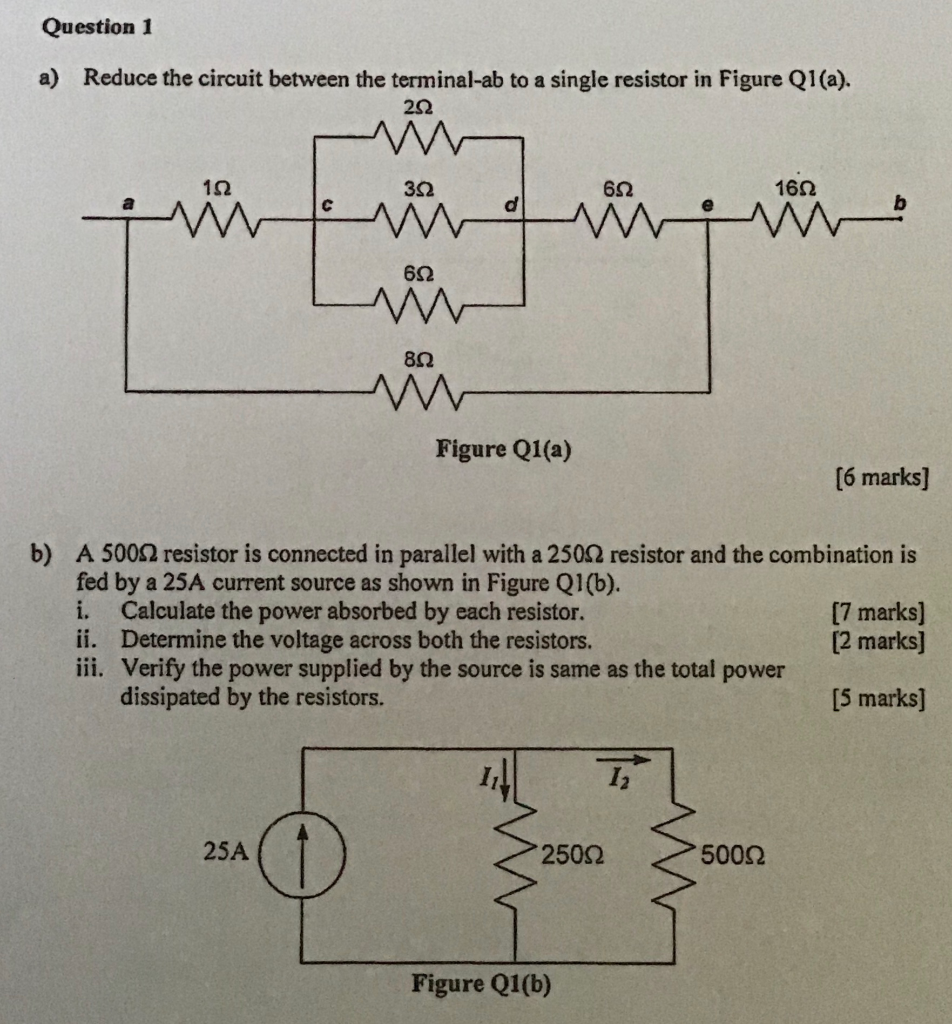 Solved Question 1 a) Reduce the circuit between the | Chegg.com