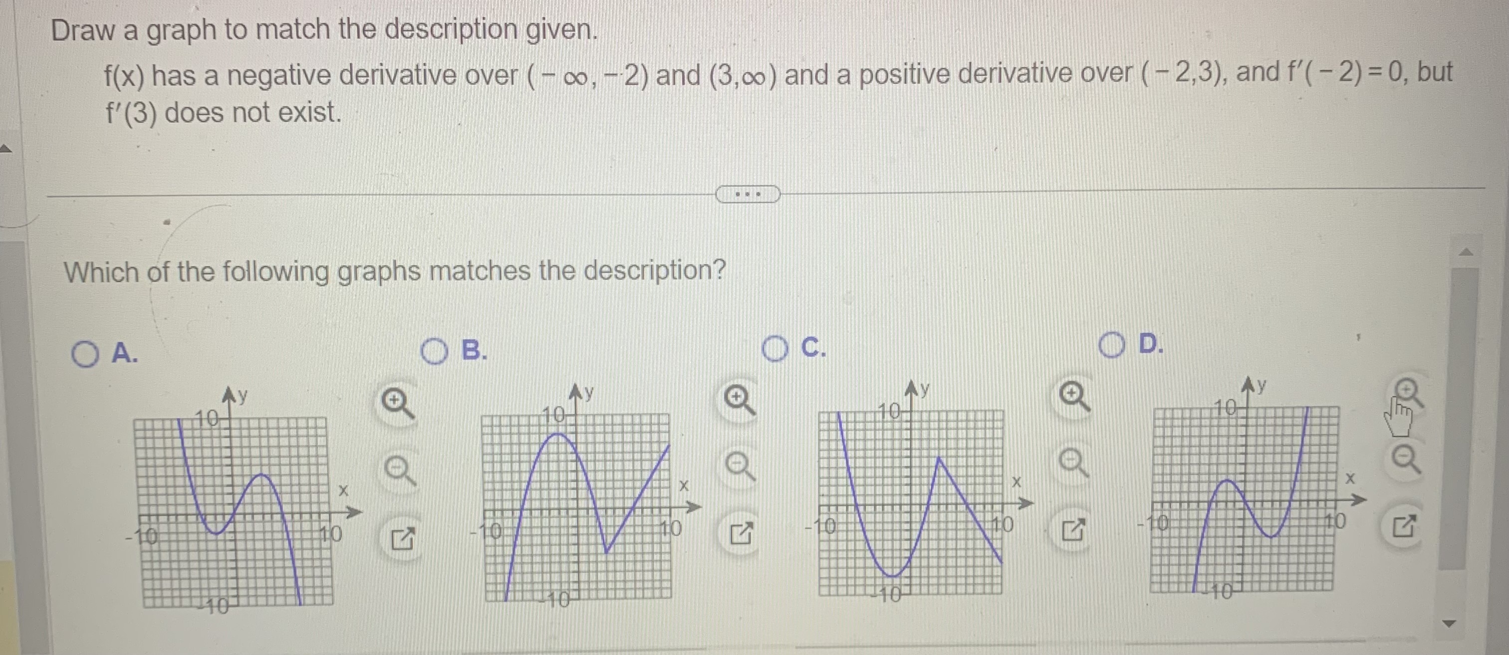 Solved Draw a graph to match the description given. f(x) has | Chegg.com