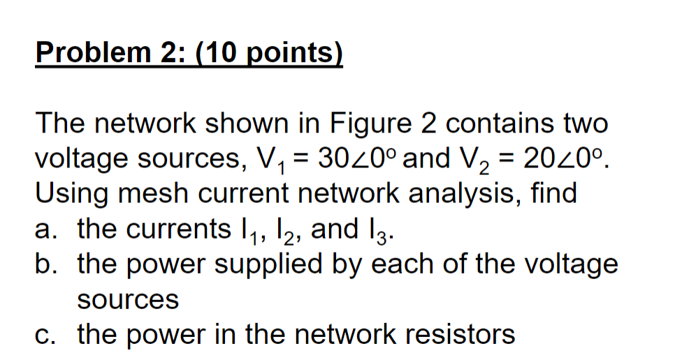 Solved Problem 2: (10 Points) = The Network Shown In Figure | Chegg.com