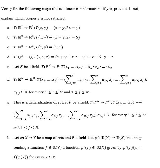 Solved Verify For The Following Maps If It Is A Linear | Chegg.com