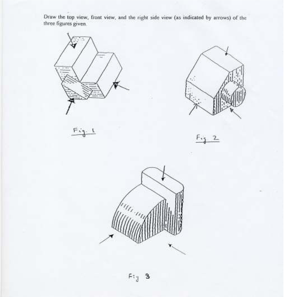 Solved Draw the top view, front view , and the right side | Chegg.com