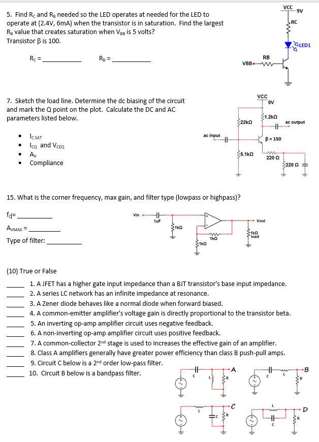 Solved 5. Find RC and RG needed so the LED operates at | Chegg.com