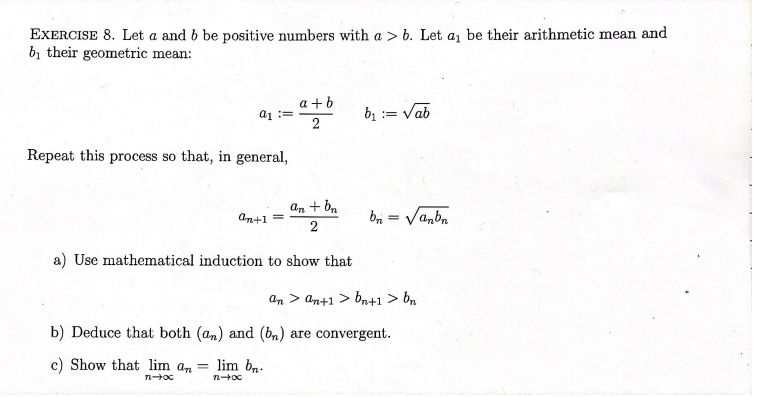 Solved EXERCISE 8. Let A And B Be Positive Numbers With A > | Chegg.com