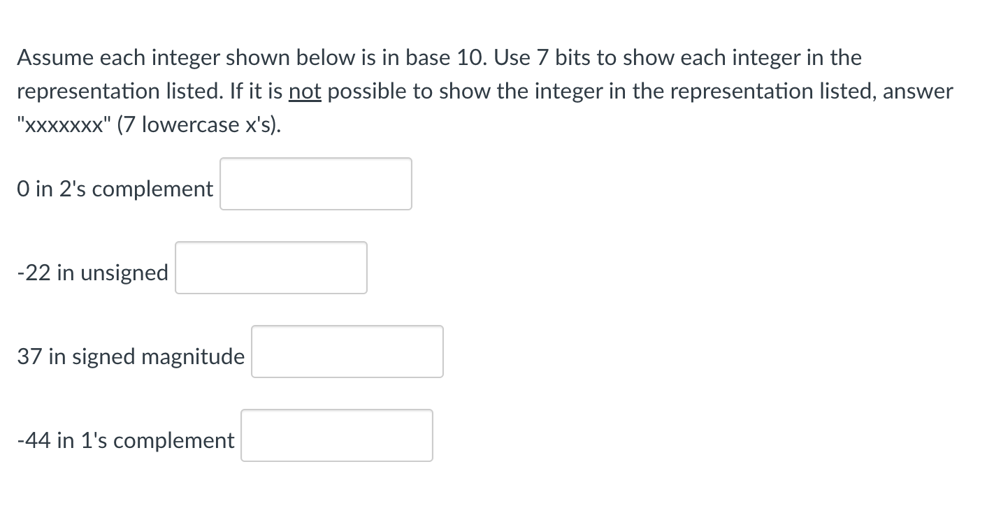 Solved Assume each integer shown below is in base 10 . Use 7 | Chegg.com