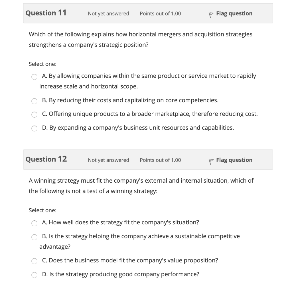 Solved Question 11 Flag Question Not Yet Answered Points Out