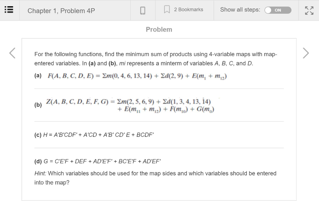 Solved Chapter 1 Problem 4p 2 Bookmarks Show All Steps Chegg Com