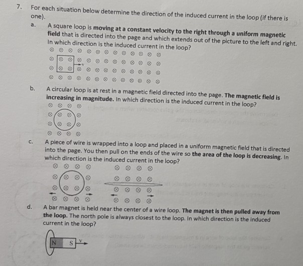 Solved 7. For each situation below determine the direction | Chegg.com