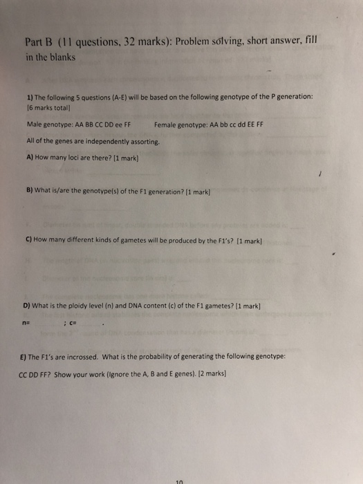 Solved Part B (11 Questions, 32 Marks): Problem Solving, | Chegg.com