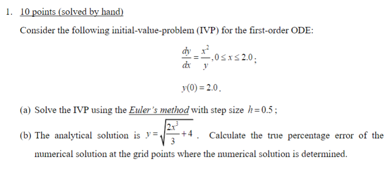Solved 1. 10 points (solved by hand) Consider the following | Chegg.com