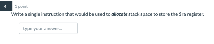 Solved 4 1 point Write a single instruction that would be | Chegg.com