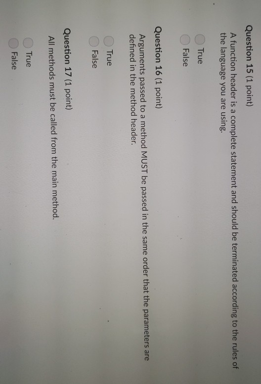 Solved Question 6 (1 point) Saved When code in a method | Chegg.com