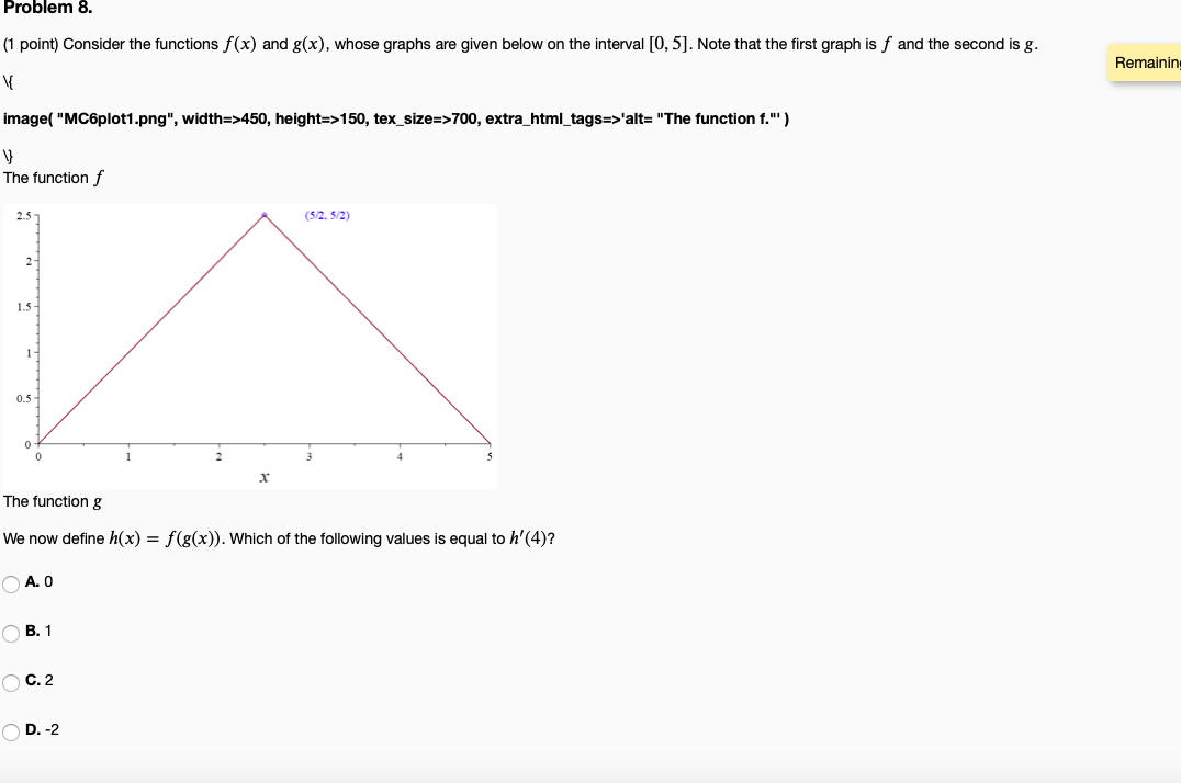 Solved Problem 8. (1 Point) Consider The Functions F(x) And | Chegg.com