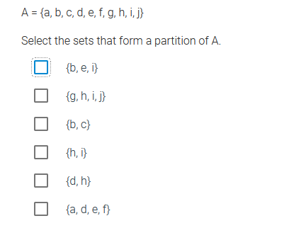 Solved A = {a, B, C, D, E, F, G, H, I, J} Select The Sets | Chegg.com