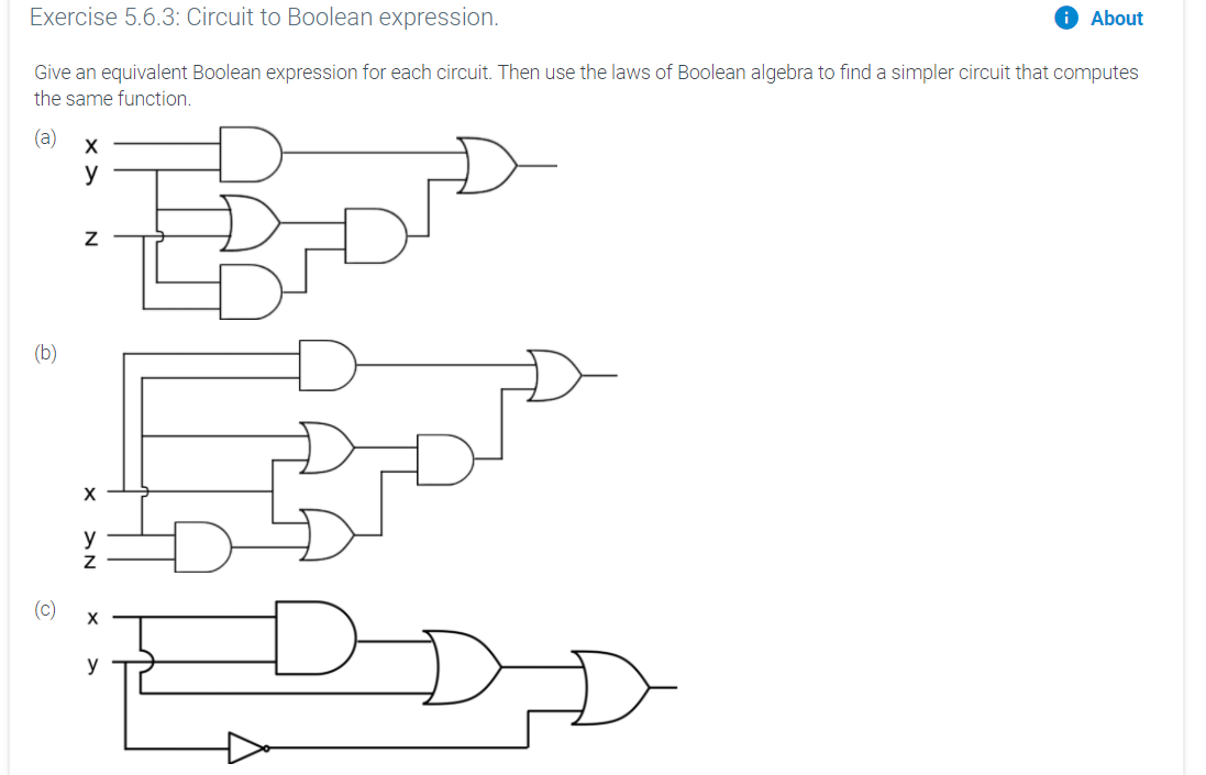 Solved Exercise 5.6.3: Circuit to Boolean expression. 0 | Chegg.com