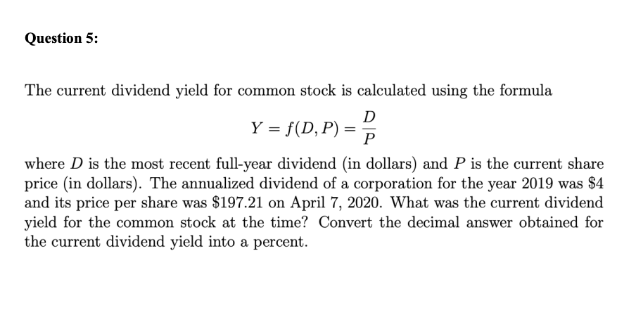 dividend yield formula