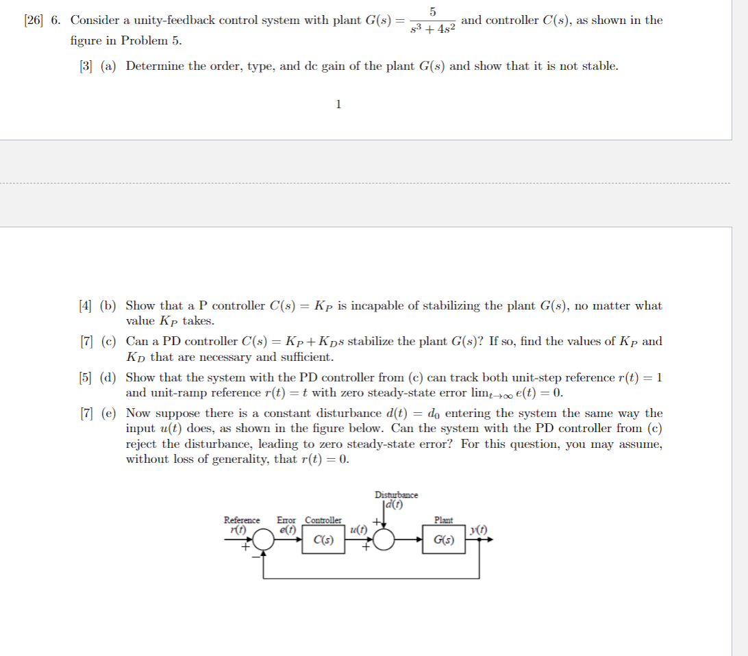 Solved and controller C(s), as shown in the [26] 6. Consider | Chegg.com