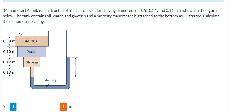 Solved (Manometer) A tank is constructed of a series of | Chegg.com