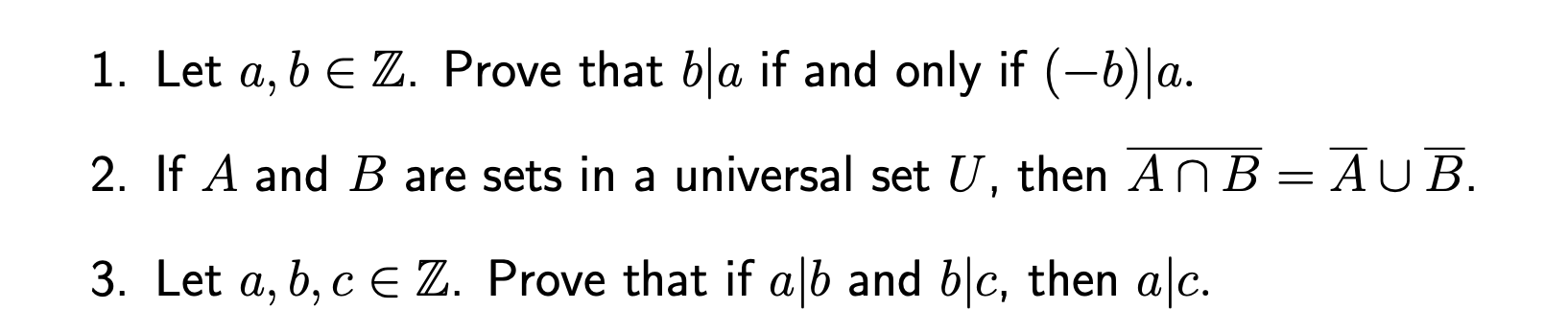 Solved 1. Let A, B E Z. Prove That Bla If And Only If | Chegg.com