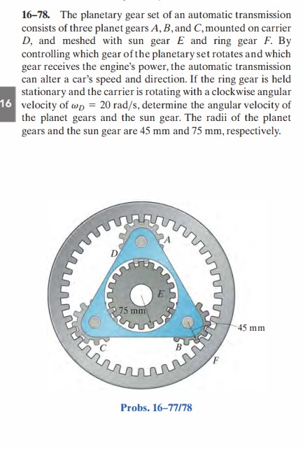 Solved 16-78. The planetary gear set of an automatic | Chegg.com