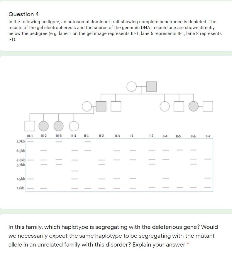 Solved Question 4 In the following pedigree, an autosomal | Chegg.com