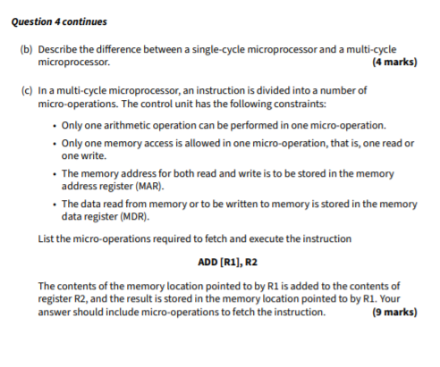 Solved Question 4 continues (b) Describe the difference | Chegg.com