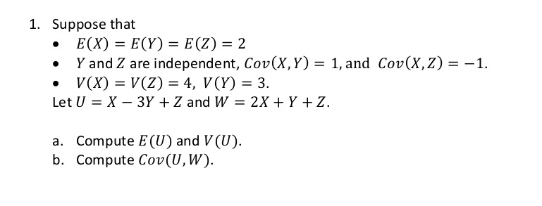 1 Suppose That E X E Y E Z 2 Y And Z Are Chegg Com