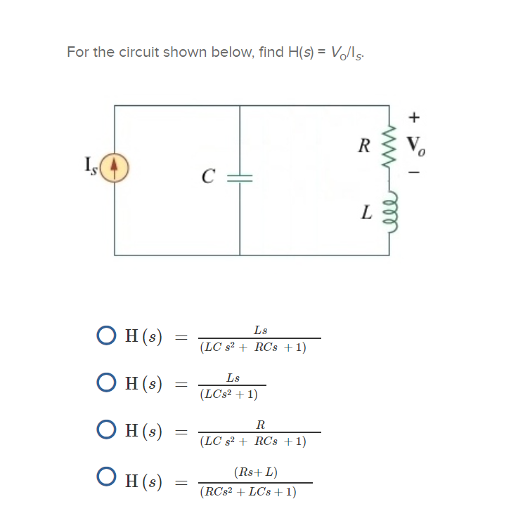 Solved For The Circuit Shown Below Find H S Volls Chegg Com