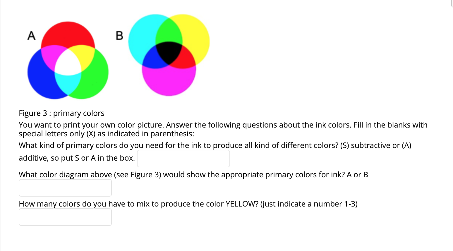 Solved A B Figure 3 : primary colors You want to print your | Chegg.com