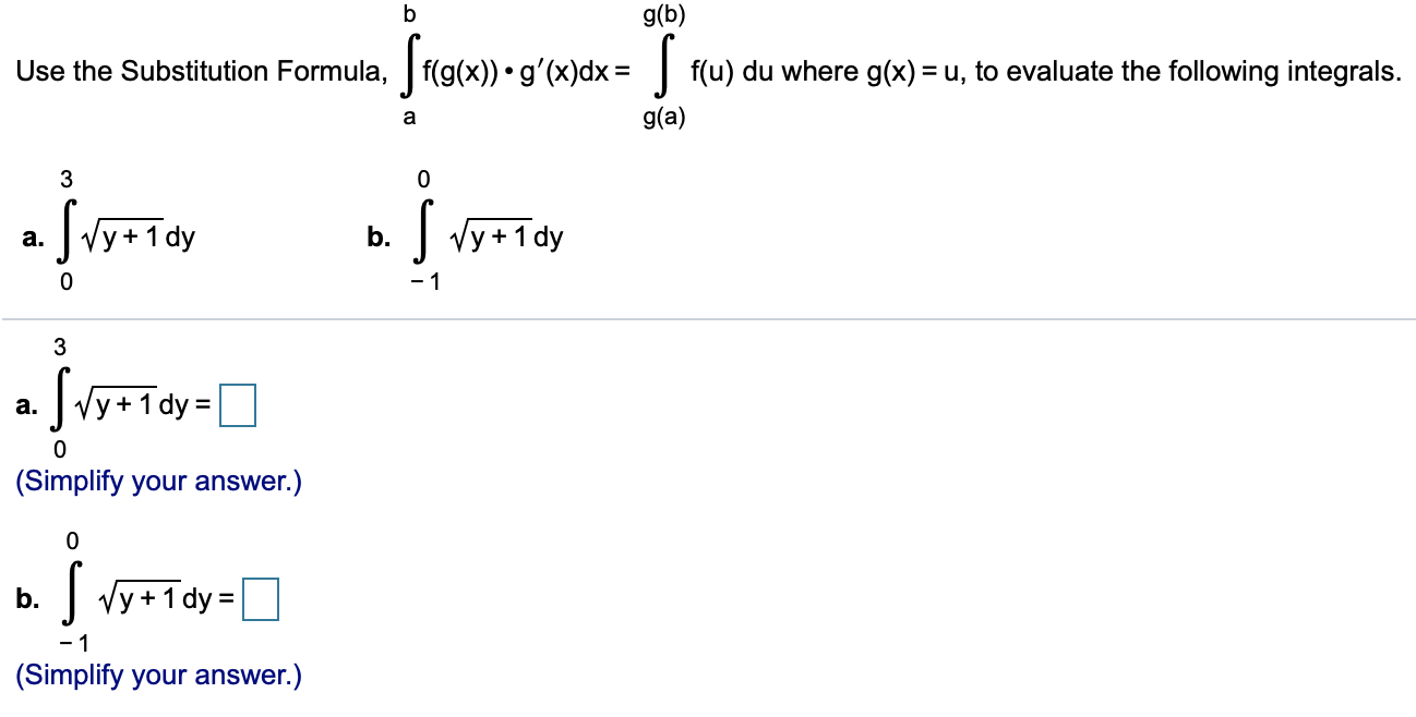 Solved B G(b) Use The Substitution Formula, (fig(x) • | Chegg.com