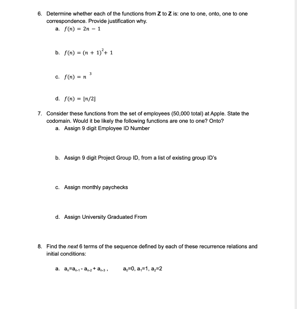 solved-6-determine-whether-each-of-the-functions-from-z-to-chegg