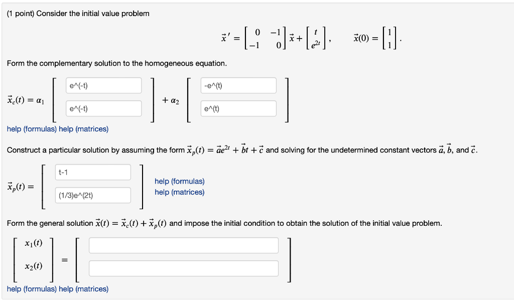 Solved (1 Point) Consider The Initial Value Problem | Chegg.com