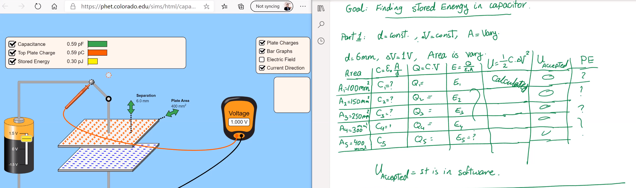 The Goal Is To Find Stored Energy In The Capacito Chegg Com