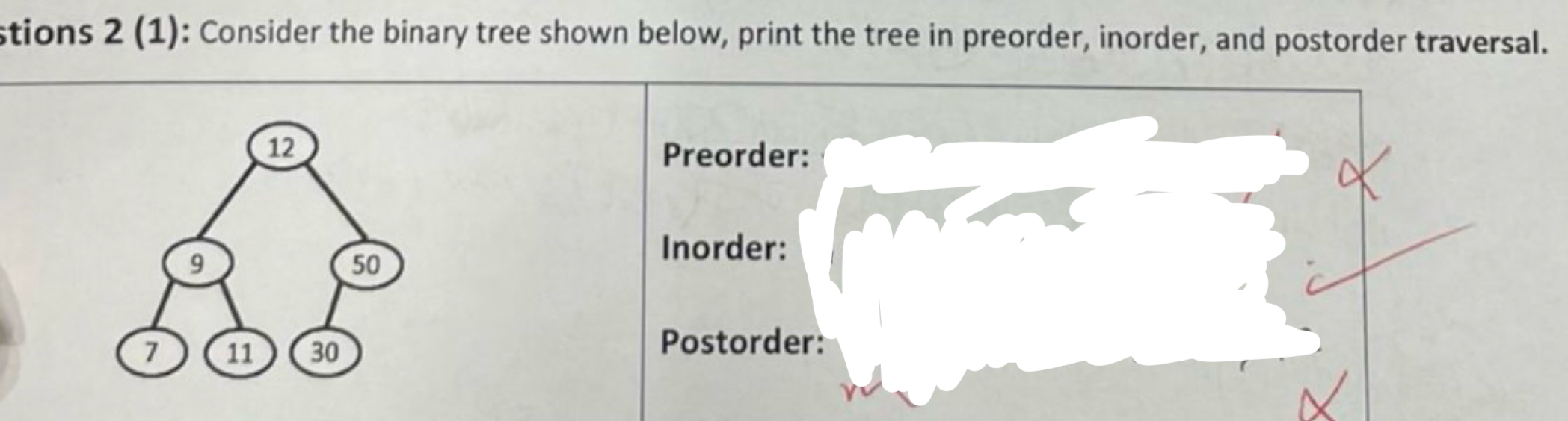 Solved tions 2 (1): Consider the binary tree shown below, | Chegg.com