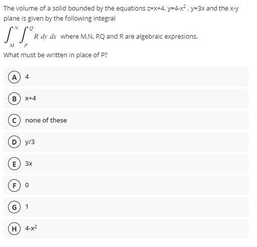 Solved The Volume Of A Solid Bounded By The Equations 