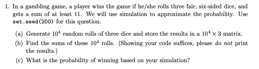 Solved R Programming: Statistics Question This question is | Chegg.com