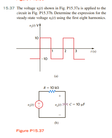 Solved 15.37 The voltage vs(t) shown in Fig. P15.37a is | Chegg.com