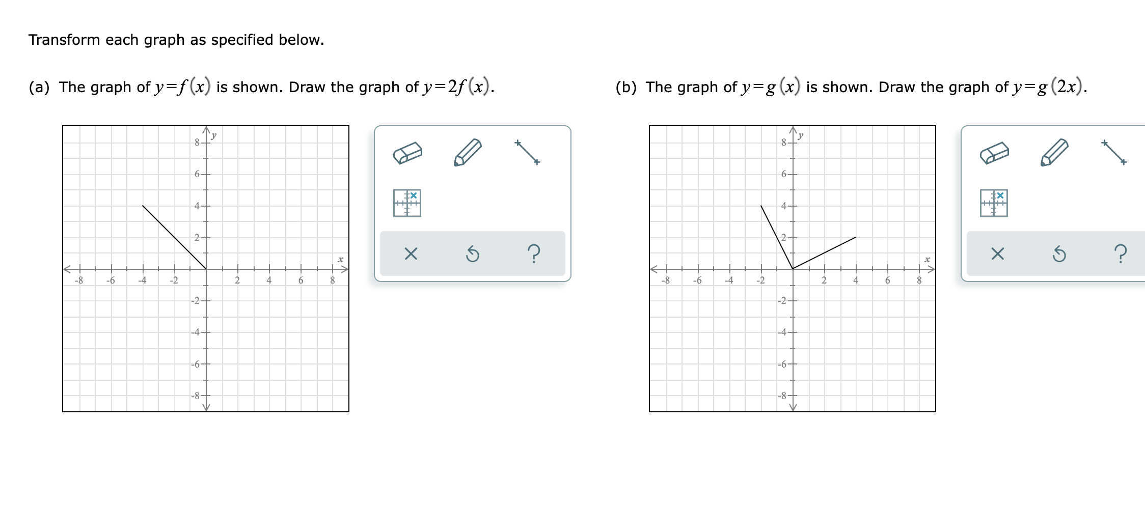 Solved Transform each graph as specified below. (a) The | Chegg.com