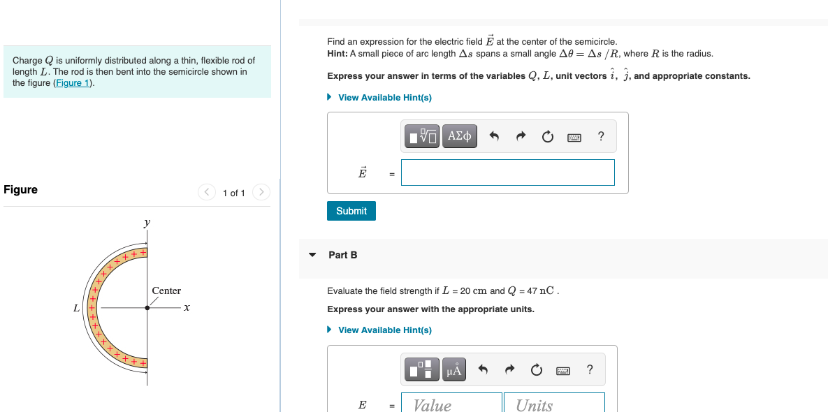 Solved Charge Q is uniformly distributed along a thin, | Chegg.com