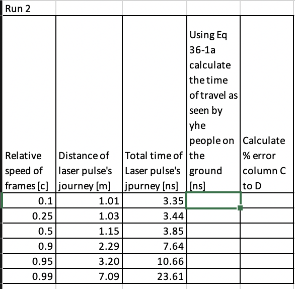 Solved Using the equation calculate the time of travel as | Chegg.com