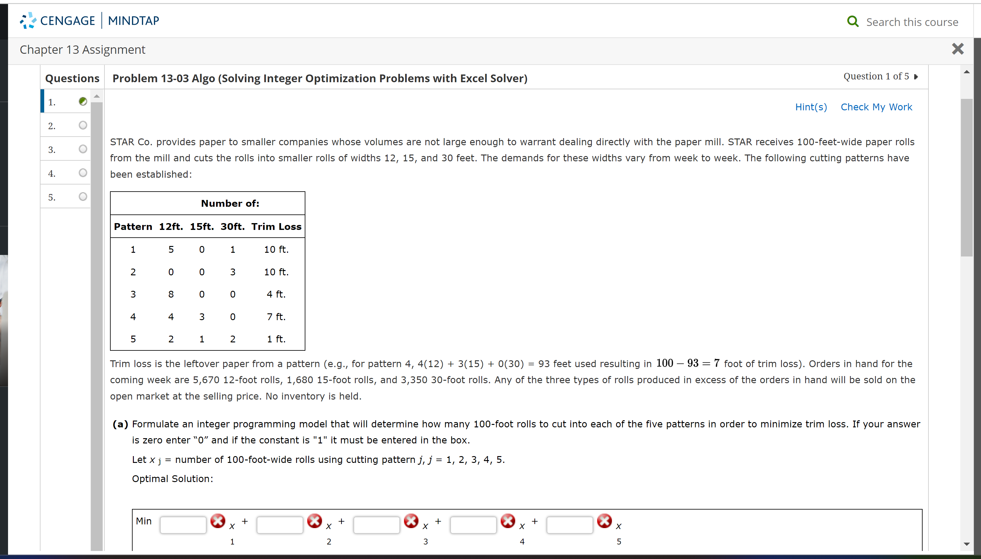 Solved Problem 13-03 Algo (Solving Integer Optimization | Chegg.com