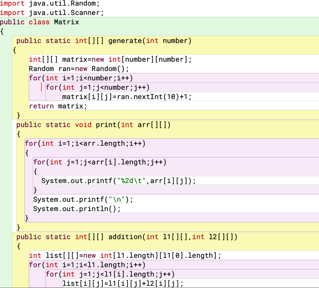 Solved Design A Java Program To Implement Matrix Arithmet Chegg Com