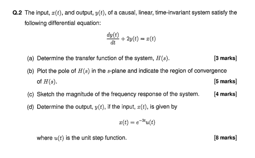 Solved Q 2 The Input A T And Output Y T Of A Causal Chegg Com