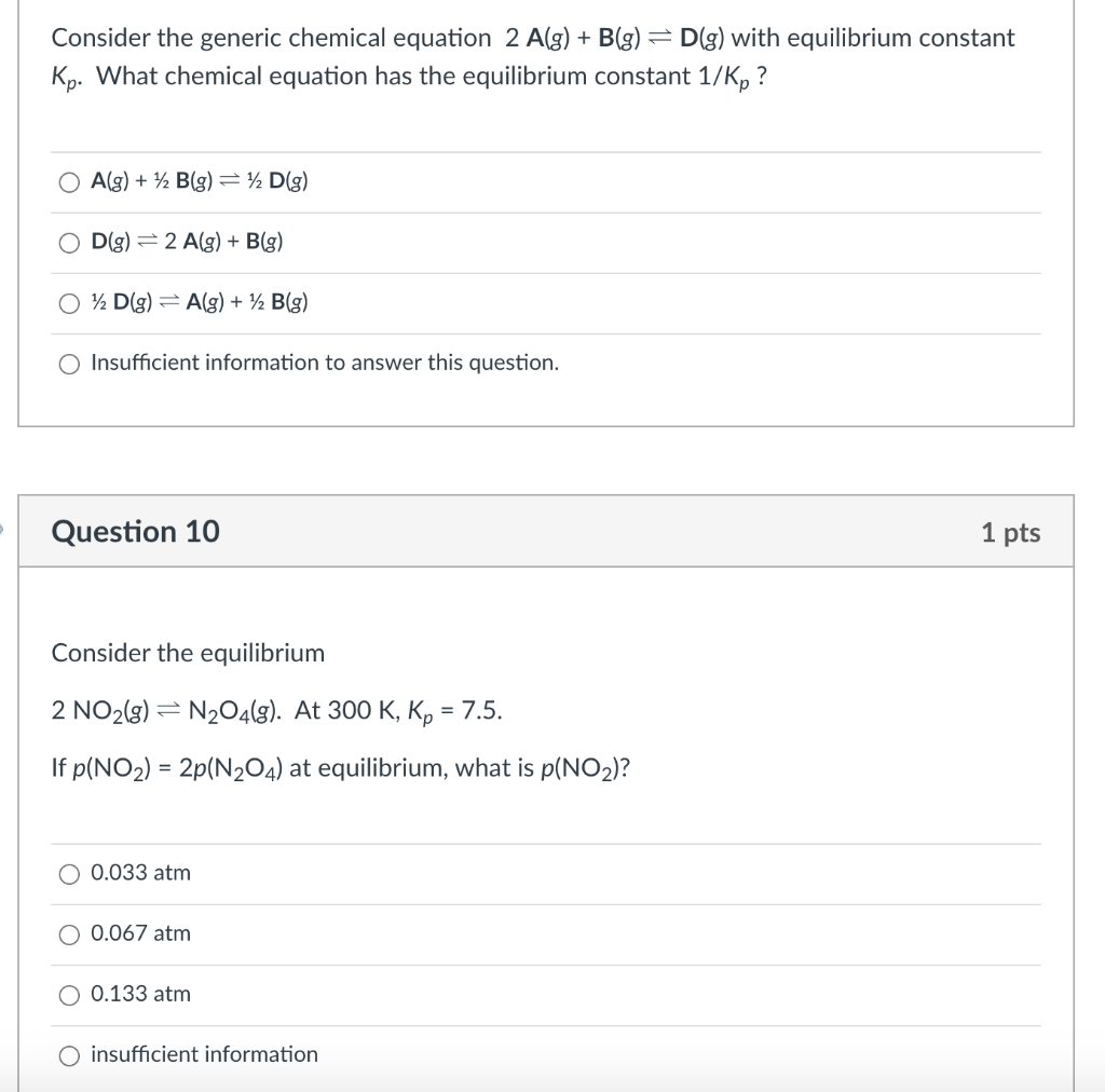 Solved Consider The Generic Chemical Equation 2 A(g) + B(g) | Chegg.com