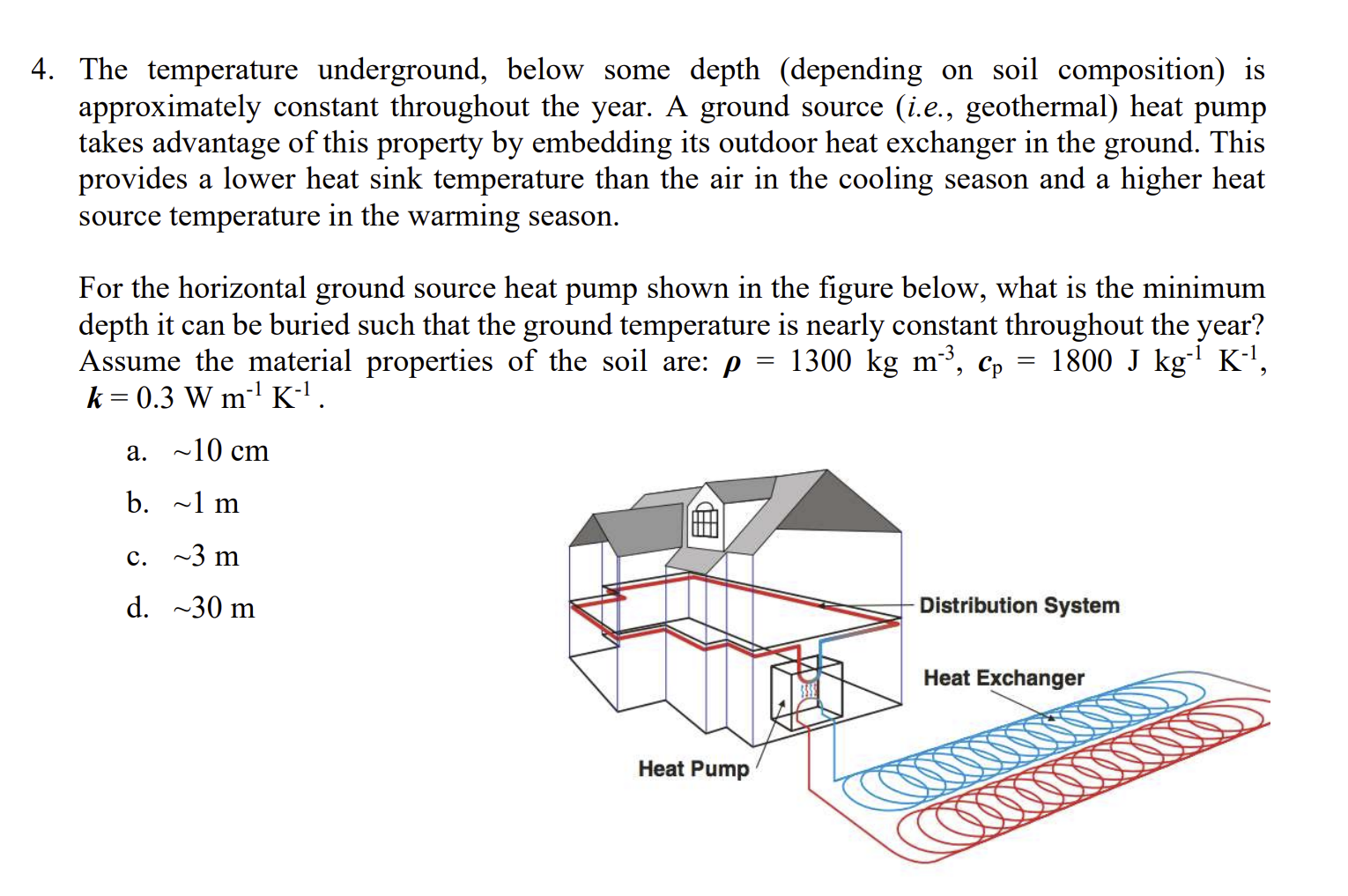 Solved The temperature underground, below some depth