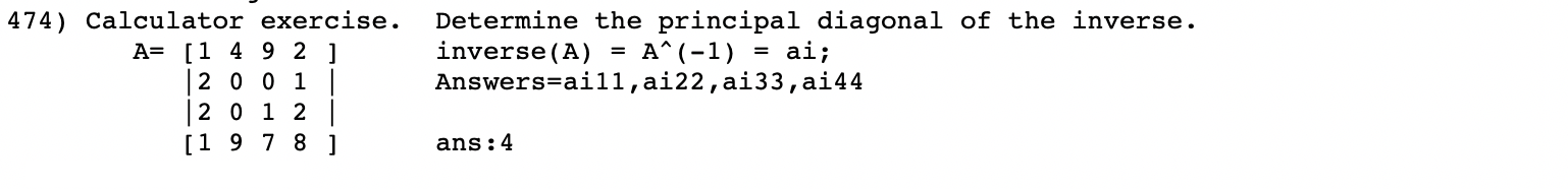 culator exercise. Determine the principal diagonal of | Chegg.com
