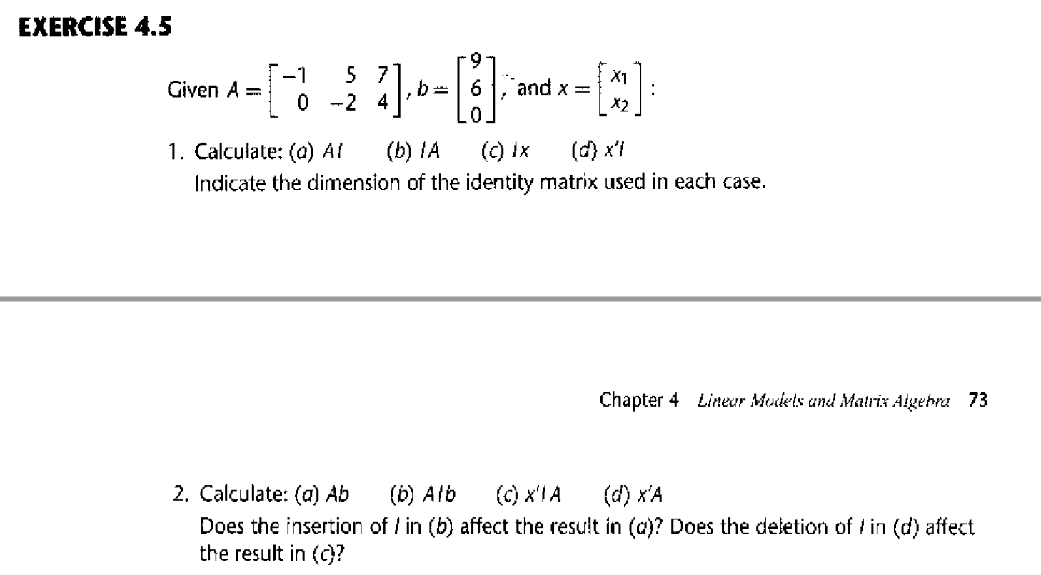 Solved EXERCISE 4.5 1-1 5 71 Given A= 61. and x = 1 0 -2 4] | Chegg.com